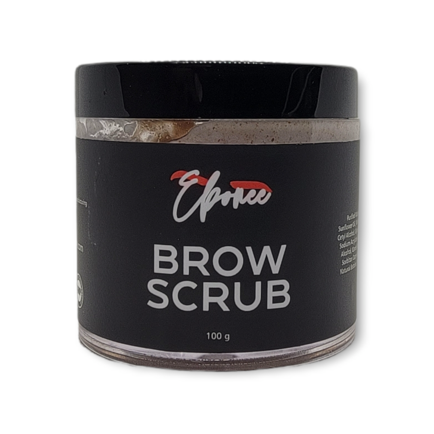 Use Ebonee BROW SCRUB to remove dead skin from the area around the eyebrows. Instructions: Dab a small amount of the scrub onto the eyebrows. Massage the scrub gently and leave it on for a minute. Afterward, rinse thoroughly with lukewarm water, and pat dry area using a towel. Skincare, Brow Care, Ebonee Brow Kit, Brow Henna, Ebony Brow Kit, Beautiful, Makeup, Makeup bag.